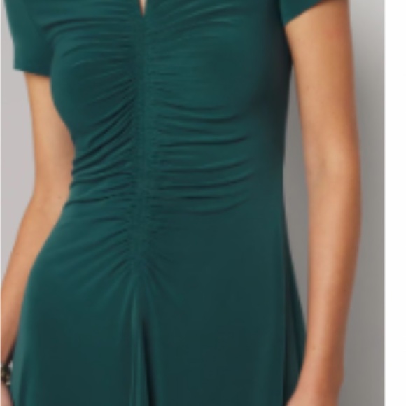 Elegant Teal Ruched Dress - Picture 2 of 10